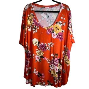 Maurice’s Plus Size 24/7 Olivia Floral Tunic Tee in Sweet Clementine, Women's 2X